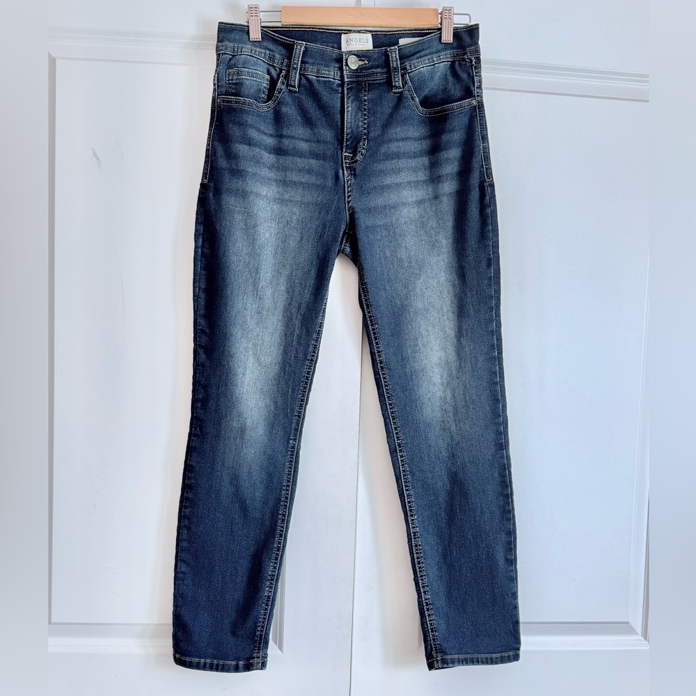 Angels Forever Young Classic Dark Blue Skinny Jeans with Gold trim Stitch SZ.29